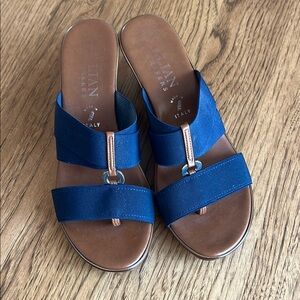 Italian Shoemakers Blue and Brown Sandals Minimalist Design